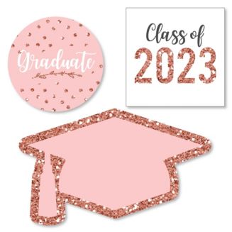 Big Dot of Happiness Rose Gold Grad - DIY Shaped 2023 Graduation Party ...