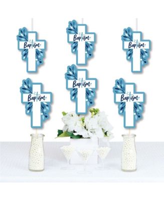 Big Dot of Happiness Baptism Blue Elegant Cross - Decor DIY Boy ...