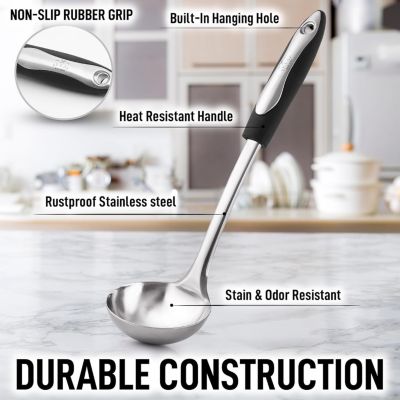 12" Soup Ladle Cooking Utensil - Durable Stainless Steel Kitchen Gadget