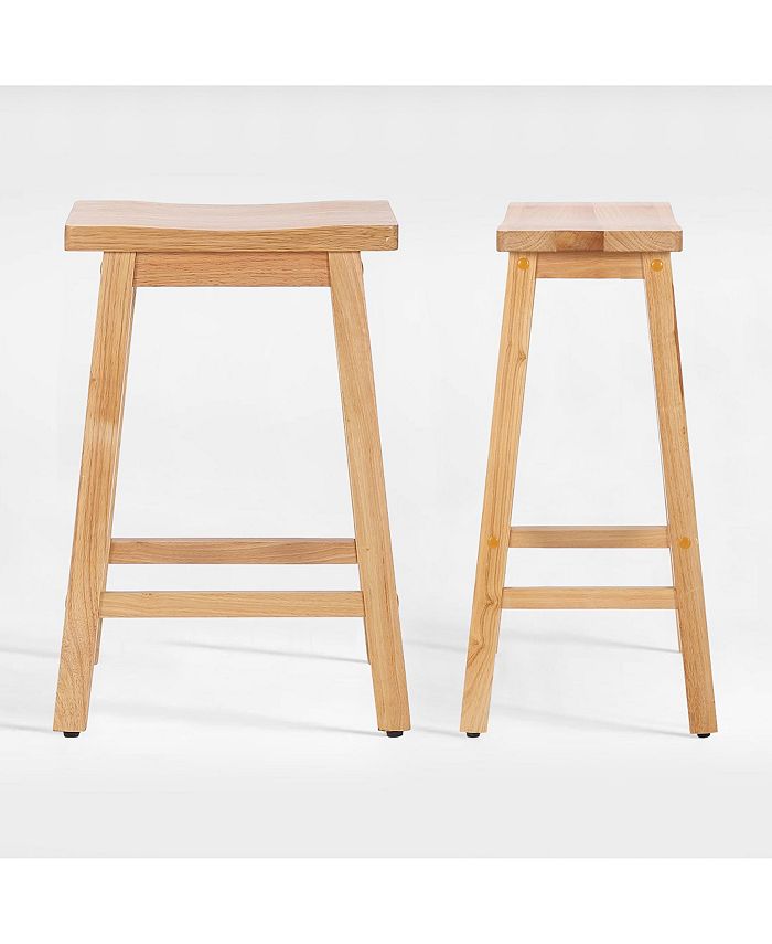 WestinTrends 29" Saddle Seat Solid Wood Kitchen Bar Stool Chair (Set of