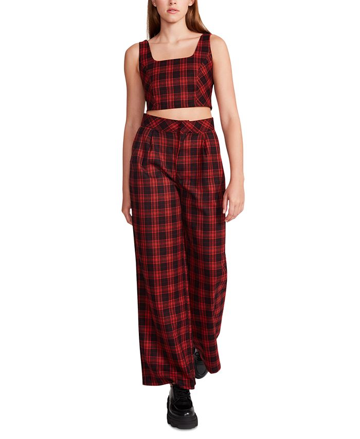 STEVE MADDEN Women's Plaid Baseball HAT, Brick, Brick, One Size