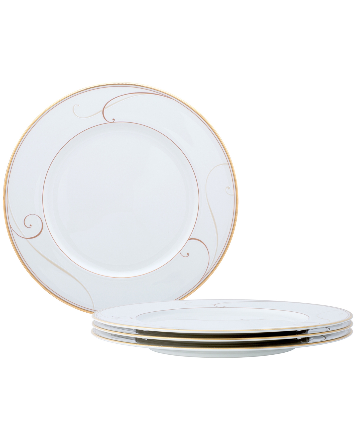 Noritake Golden Wave Set Of 4 Dinner Plates, Service For 4 In White