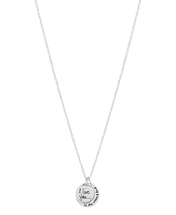 Silver Plated Brass I Love You to The Moon and Back Pendant Necklace with Extender