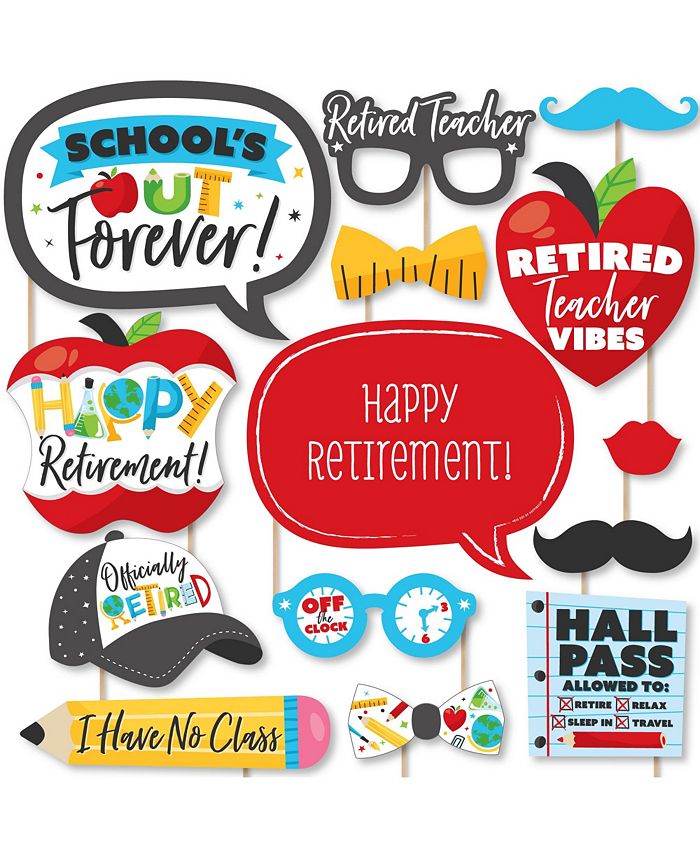 Big Dot Of Happiness Teacher Retirement - Paper Straw Decor