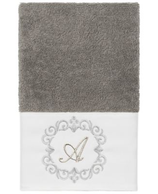 Turkish Cotton Monica Embellished Towel 3 Piece Set - Dark Gray