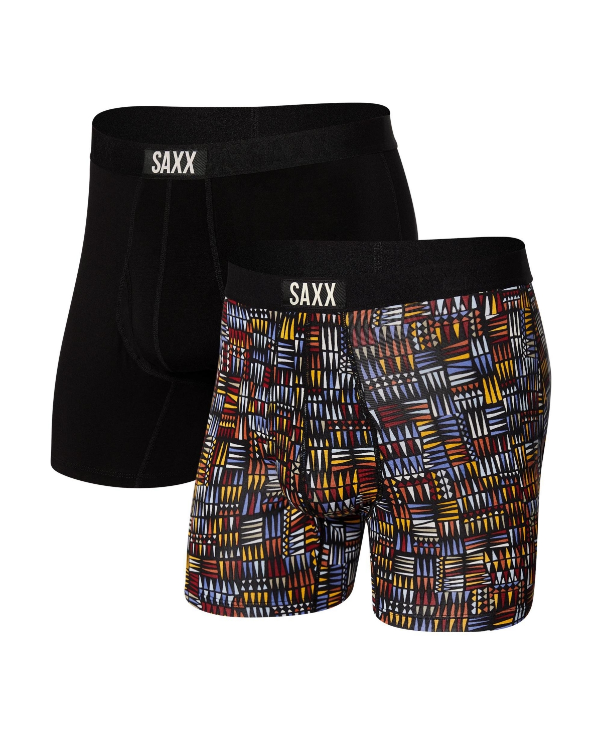 Saxx Men's Ultra Super Soft Relaxed Fit Boxer Briefs Â 2pk In Desert Grid,black