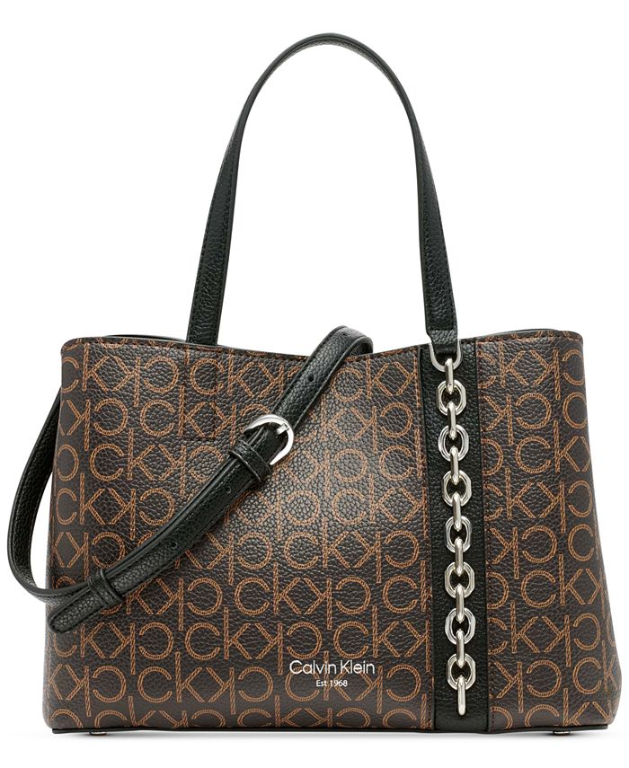 Calvin Klein Adeline Signature Triple Compartment Medium Satchel & Reviews  - Handbags & Accessories - Macy's
