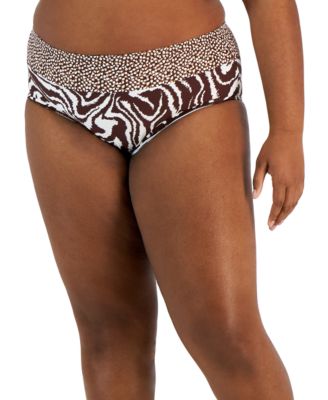 La Blanca - Plus Size Fierce Printed High-Waist Bikini Bottoms
