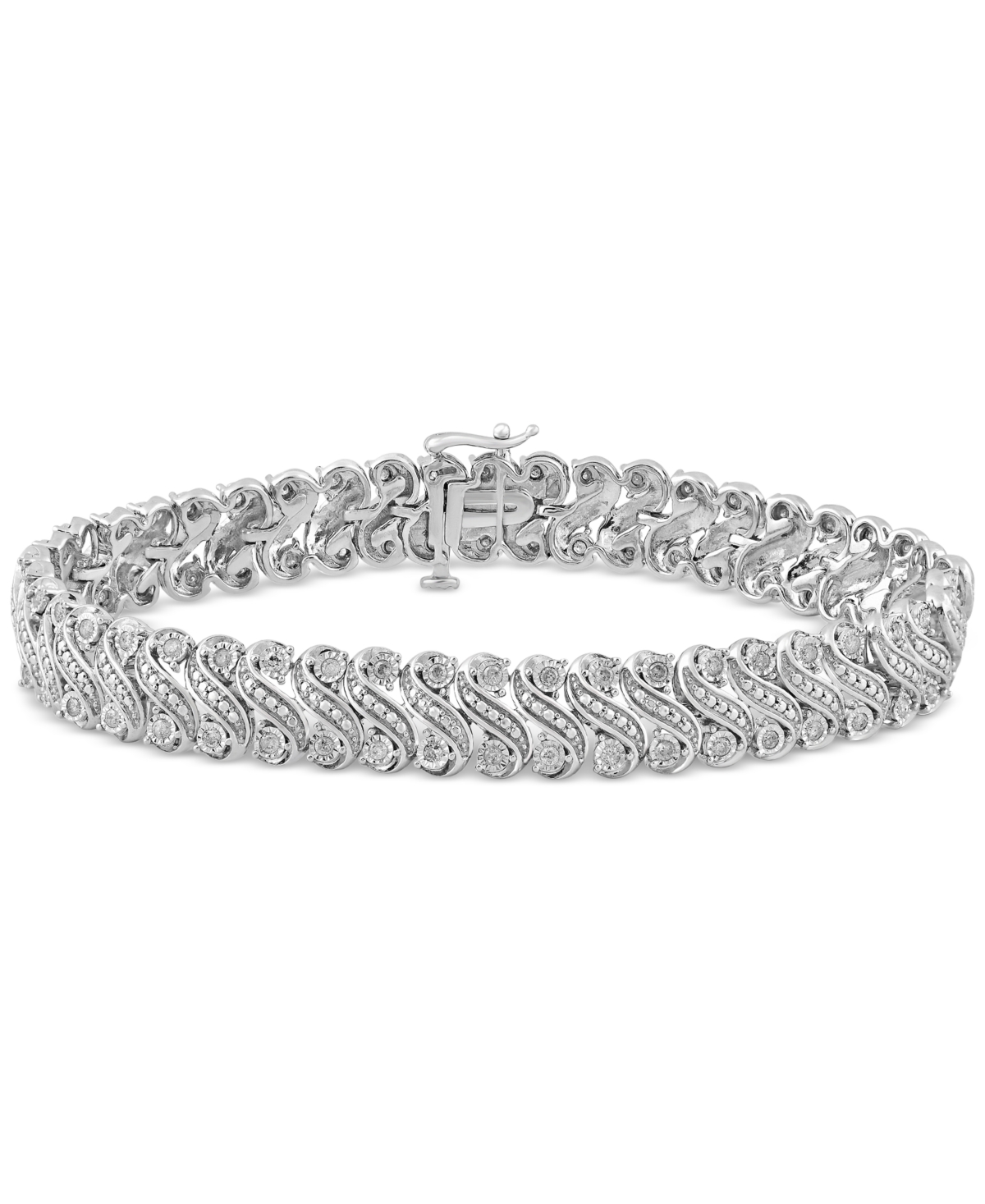 Macy's Diamond S Link Bracelet (1 Ct. T.w.) In Sterling Silver In Sterling Sliver
