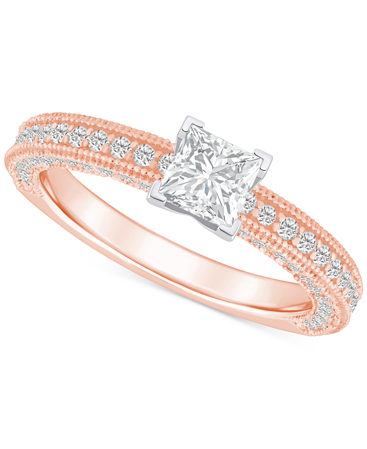 Macy's Diamond Princess Engagement Ring (1-1/5 Ct. T.w.) In 14k Gold In Rose Gold