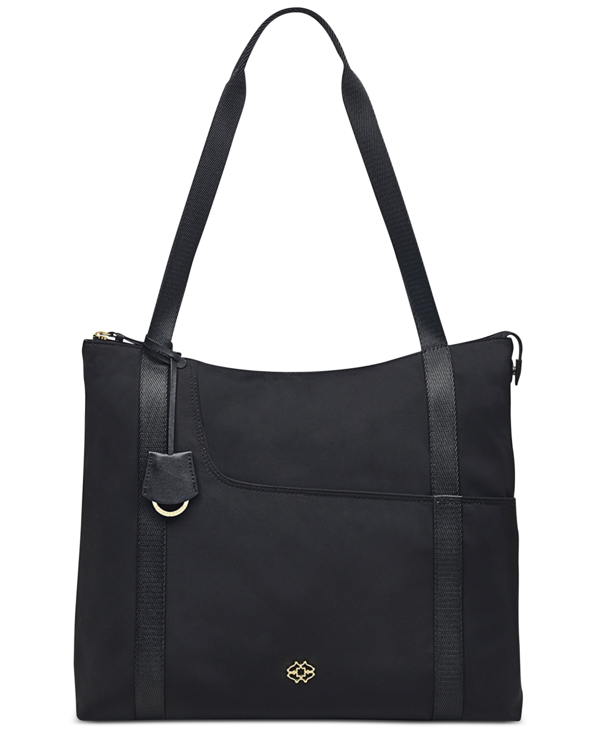 Ziptop Nylon Shoulder Bag - Black
