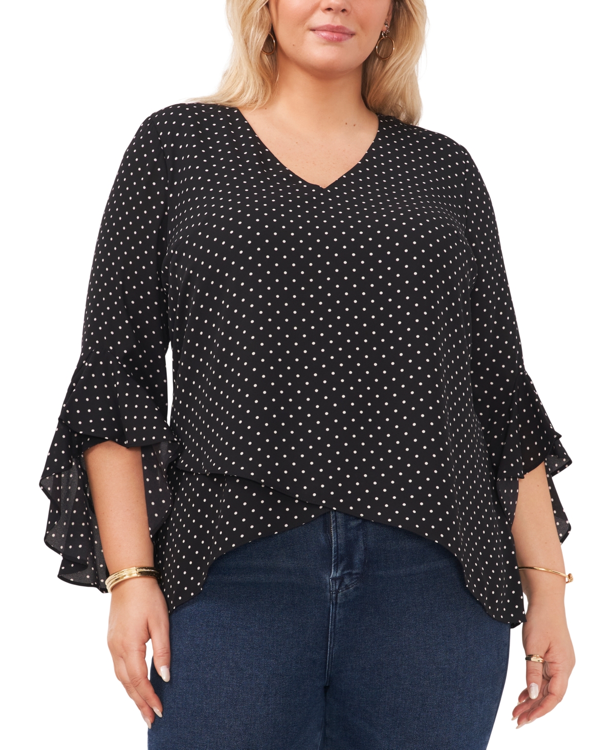 Vince Camuto Plus Size Flutter-Sleeve Crossover Top