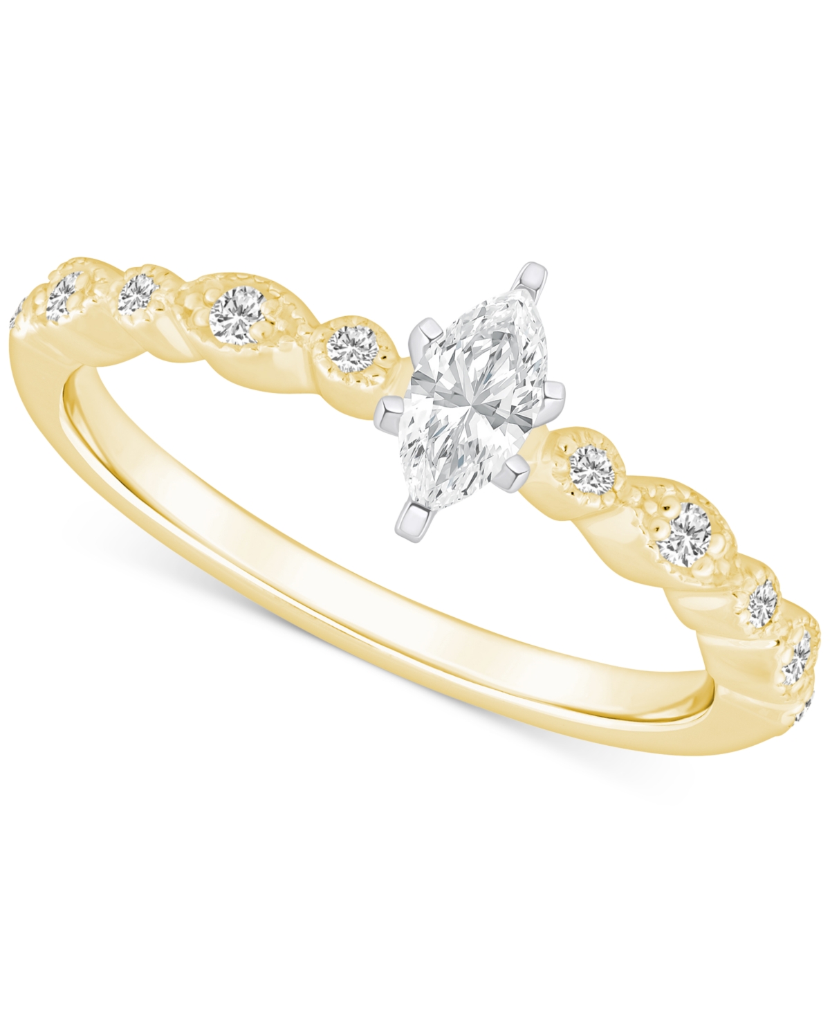 Macy's Diamond Marquise Engagement Ring (3/8 Ct. T.w.) In 14k Gold In Yellow Gold