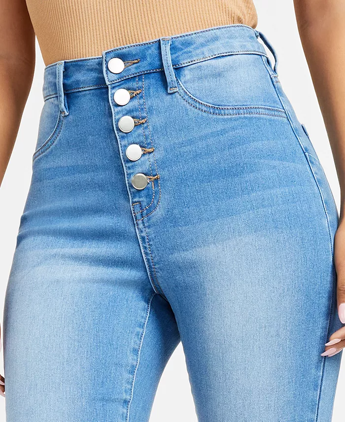 Juniors' 5-Button High Waisted Curvy Skinny Jeans - thumbnail 3