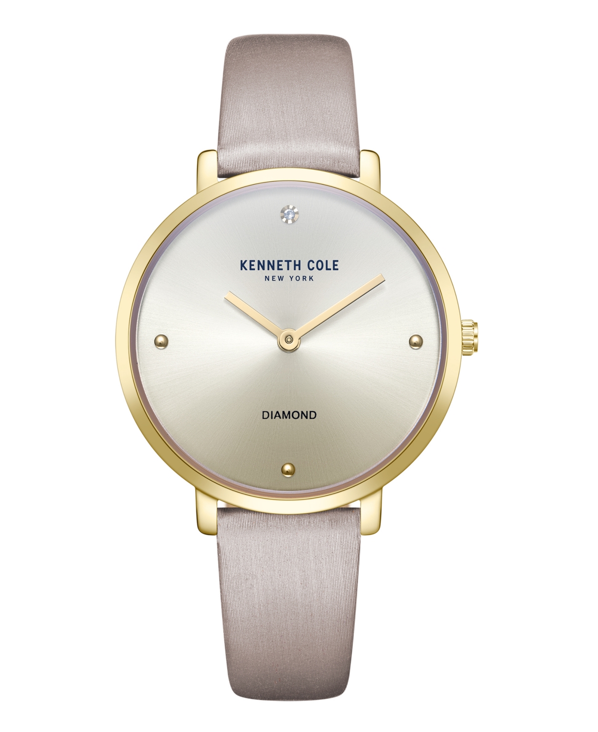 Kenneth Cole New York Women's Diamond Accent Dial Champagne Genuine Leather Strap Watch 34mm