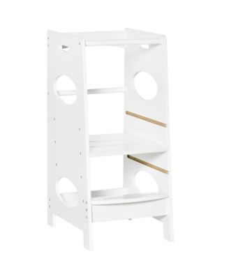 Kids Kitchen Stool for Toddlers, Adjustable Height, White