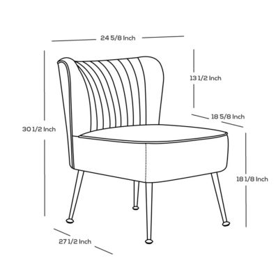 25" Wide  Velvet Upholstered Tufted, Metal Legs Accent Chair