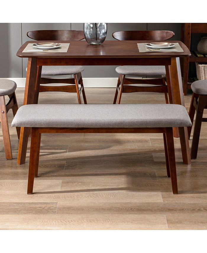 WestinTrends Mid Century Modern Solid Wood Upholstered Bench - Macy's