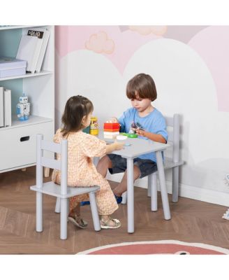 3 PC Wooden Kids Table & Chair Activity Set, Toddlers 2 to 5 Years