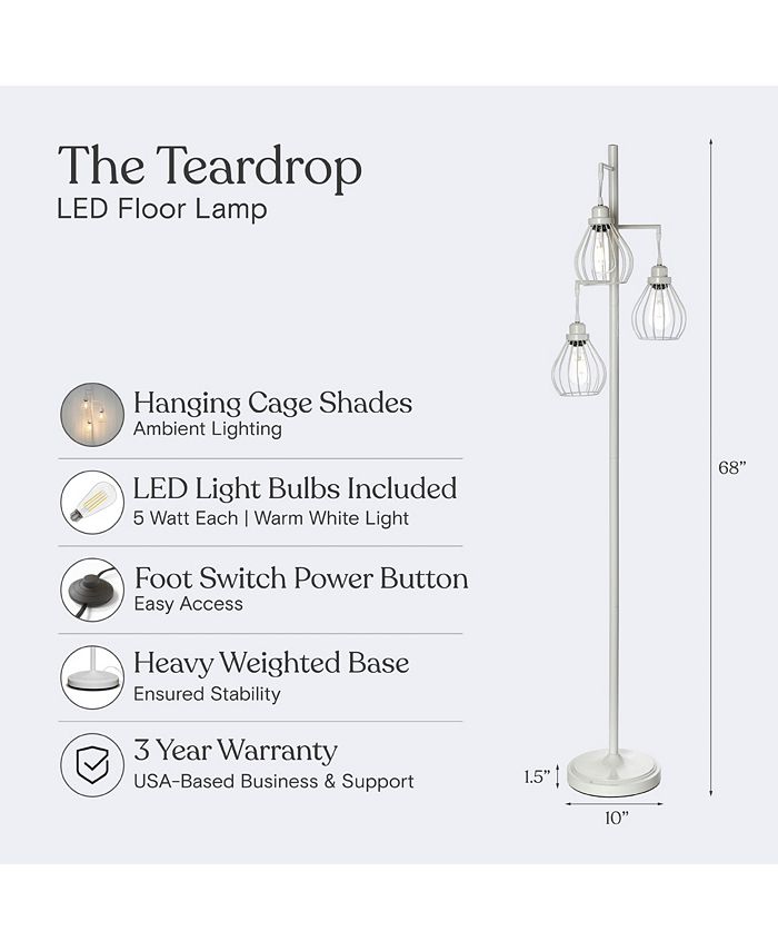 Brightech Teardrop LED Tree Floor Lamp with Metal Cage Shades - Macy's