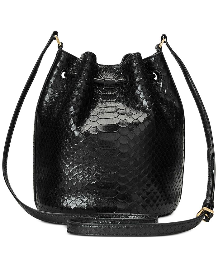 Lauren Ralph Lauren Embossed Leather Medium Andie Drawstring Bag Macy's