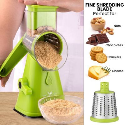 Rotary Cheese Grater with Suction and 3 Stainless Steel Drums