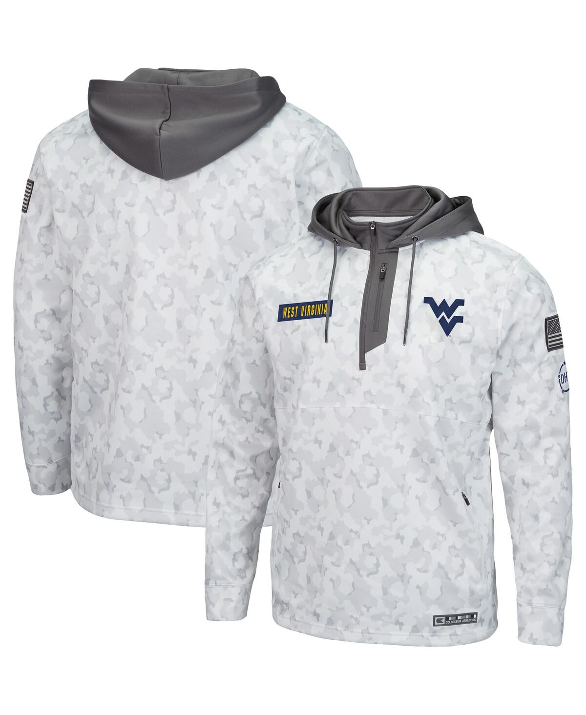 Colosseum Arctic Camo West Virginia Mountaineers Oht Military Appreciation Quarter-zip Hoodie In Arctic Camo