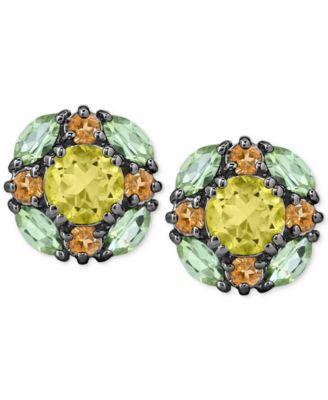 Multi-Gemstone Cluster Stud Earrings (3-1/4 ct. t.w.) in Sterling Silver