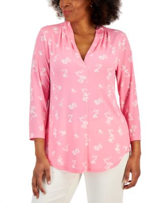 Charter Club - Women's Printed V-Neck Top