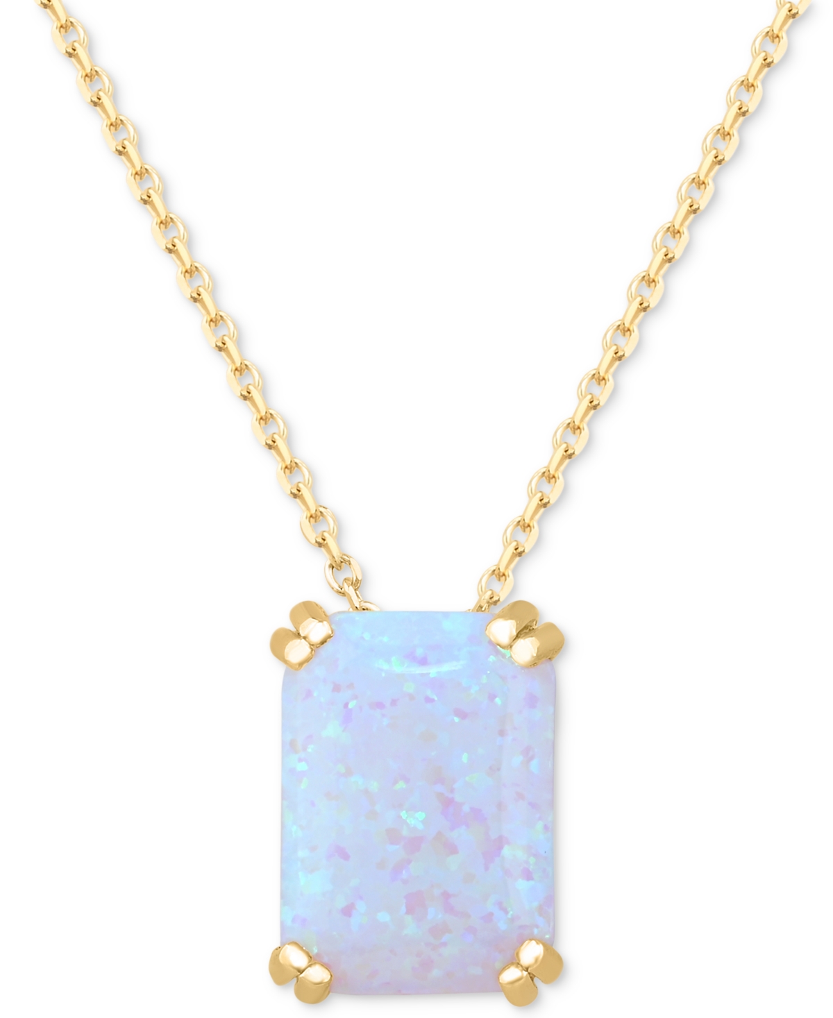 Macy's Lab-grown Opal Solitaire 18" Pendant Necklace (4-1/2 Ct. T.w.) In 14k Gold-plated Sterling Silver