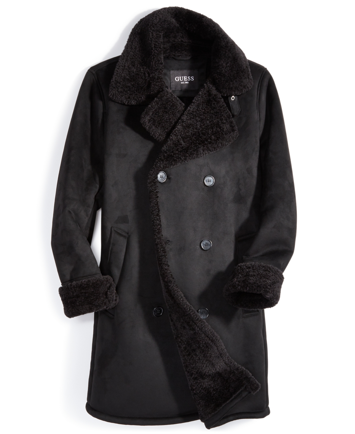 Guess Men's Faux-Shearling Overcoat
