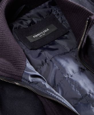 Men's Double Breasted Wool Blend Peacoat with Bib 