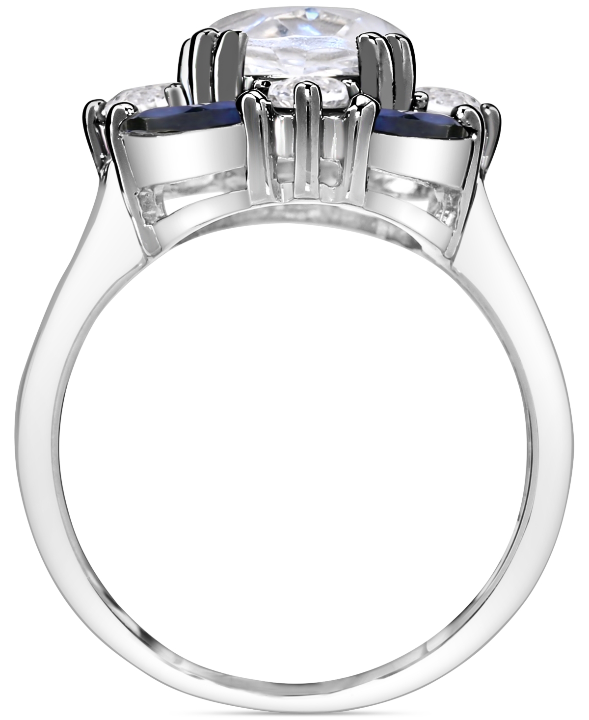 White Quartz (1-7/8 ct. t.w.), White Topaz (1/2 ct. t.w.) & Black Spinel (1-1/5 ct. t.w.) Cluster Ring in Sterling Silver - Multi-Gemstone
