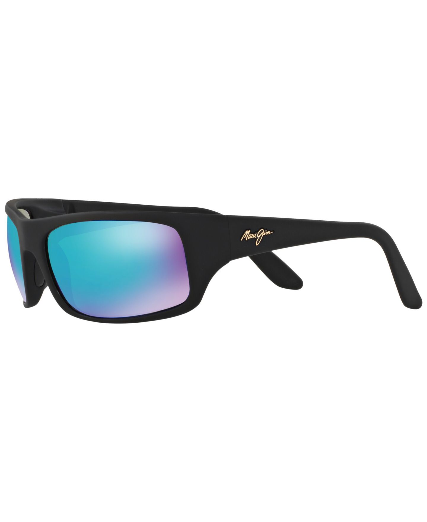 Женские солнцезащитные очки Maui Jim Peahi Polarized Sunglasses, 202 Blue Hawaii Collection, цвет: Чёрный матовый / Синий — фото 5