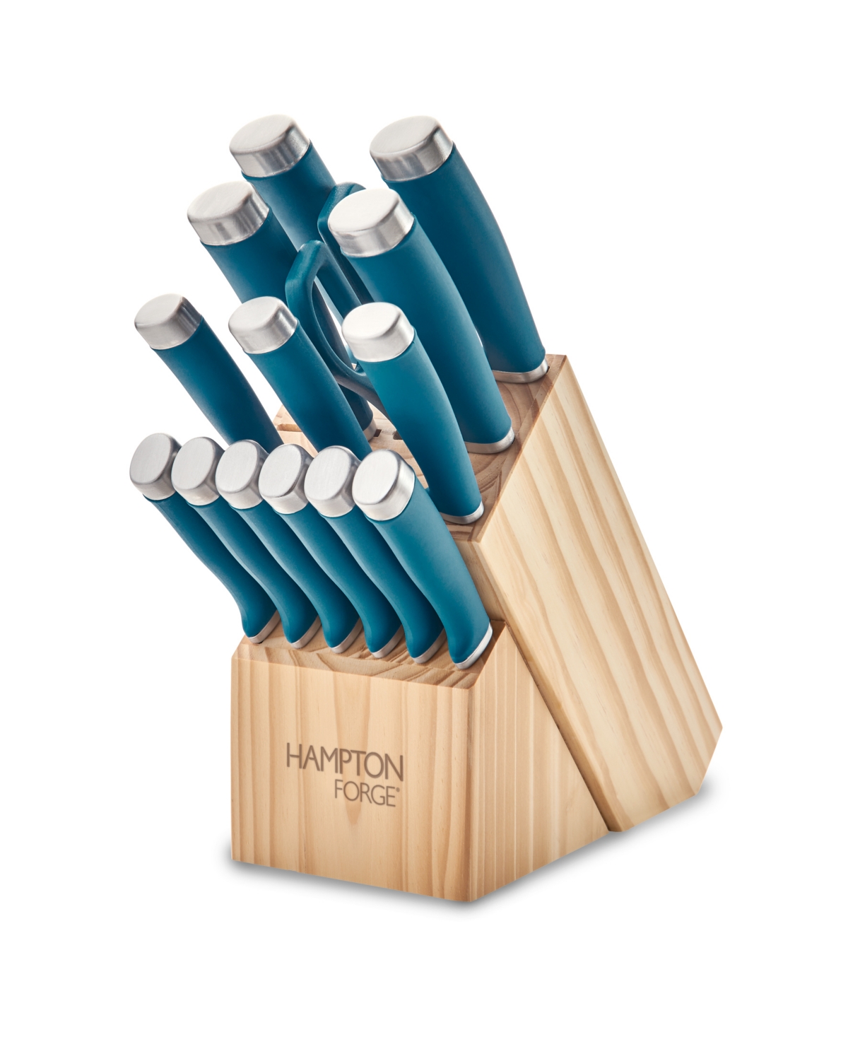 Hampton Forge 15 Piece Epicure Block Cutlery Set In Blue