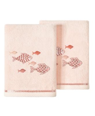 Turkish Cotton Figi Embellished 2-Pc. Hand Towel Set