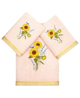 Turkish Cotton Girasol Embellished 3-Pc. Bath Towel Set