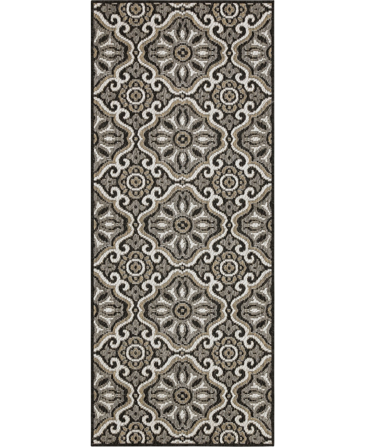 Mohawk Malibu Outdoor Portugal Tile 2'5" X 6' Area Rug In Charcoal