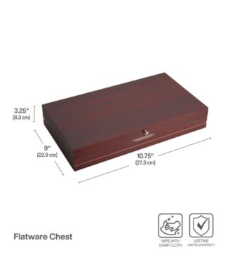 Dark Walnut Lined Single Stainless-Steel Flatware 19in Chest 