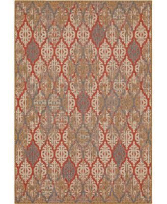 Mohawk Malibu Outdoor Stamped Ikat Area Rug In Red