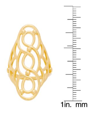 Gold Plated Shiny Polished Swirl Oval Open Design Ring