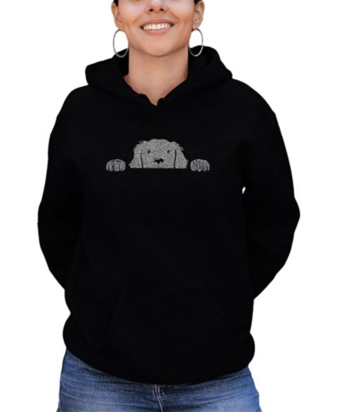 Женское худи LA Pop Art Peeking Dog Word Art Hooded, цвет: Чёрный