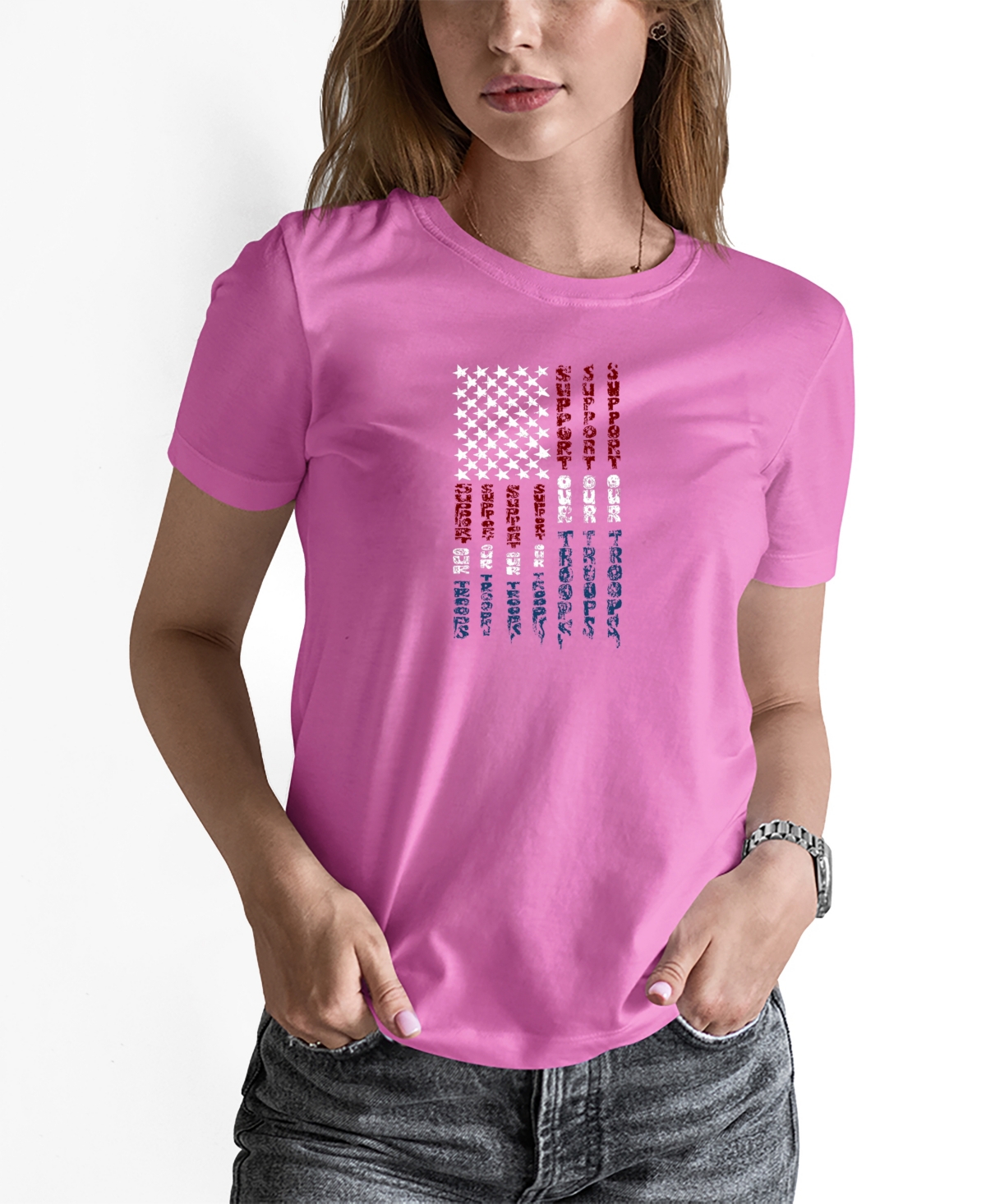 La Pop Art Women's Support Our Troops Word Art T-shirt