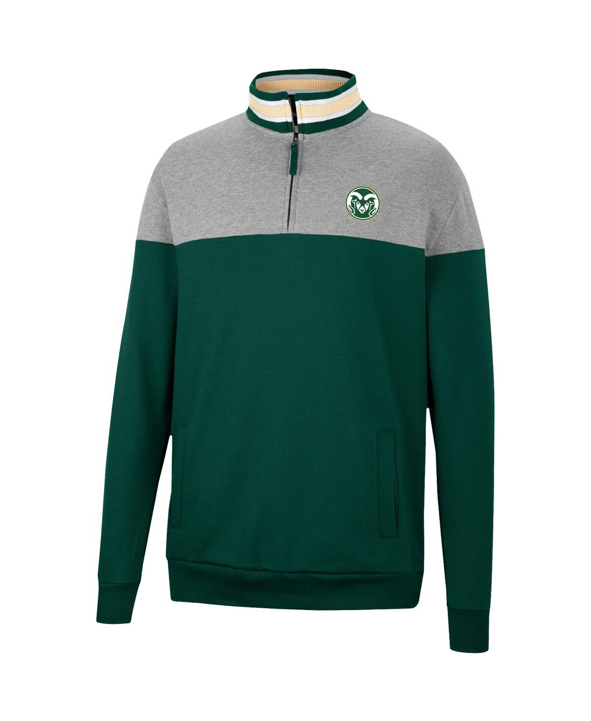 Shop Colosseum Men's  Heathered Gray And Green Colorado State Rams Be The Ball Quarter-zip Top In Heathered Gray,green