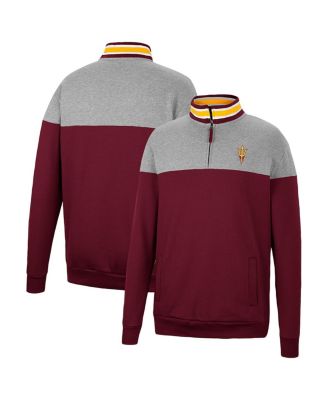 Men's Heathered Gray and Maroon Arizona State Sun Devils Be the Ball Quarter-Zip Top