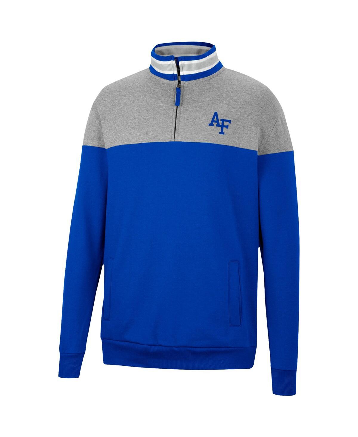 Colosseum Men's  Heathered Gray And Royal Air Force Falcons Be The Ball Quarter-zip Top In Heathered Gray,royal