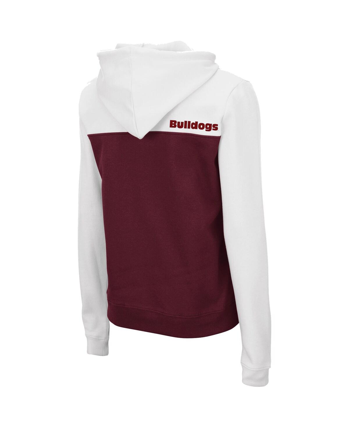Colosseum Women's  White And Maroon Mississippi State Bulldogs Aidan Quarter-zip Hoodie In White,maroon