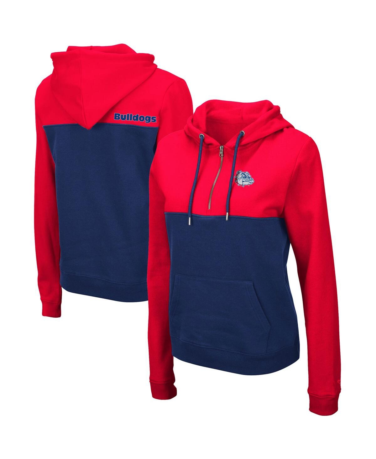 Colosseum Women's  Red, Navy Gonzaga Bulldogs Aidan Lightweight 1/4-zip Hoodie In Red,navy