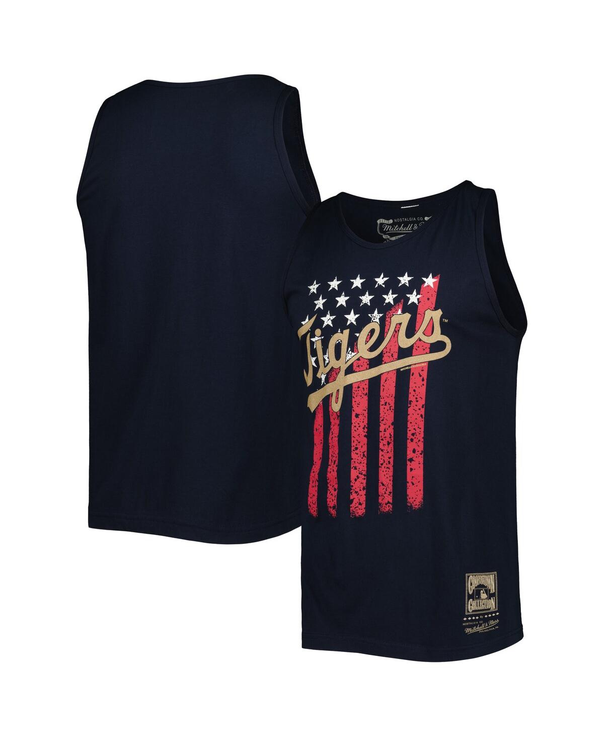 Shop Mitchell & Ness Men's  Navy Detroit Tigers Cooperstown Collection Stars And Stripes Tank Top
