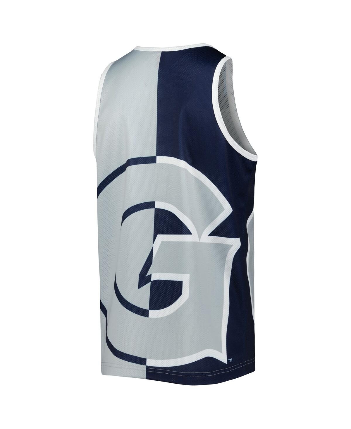 Shop Mitchell & Ness Men's  Allen Iverson Navy, Gray Georgetown Hoyas Sublimated Player Tank Top In Navy,gray